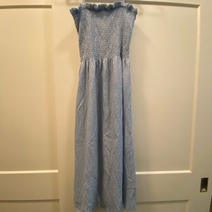 Smocked Power Blue Midi Dress